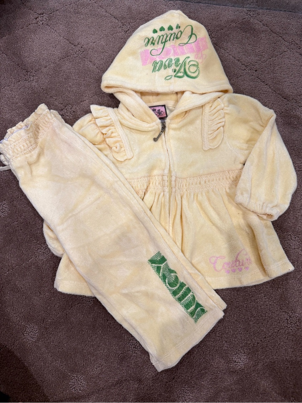 Juicy Couture Pink Label on Yellow Kids Jacket Vintage